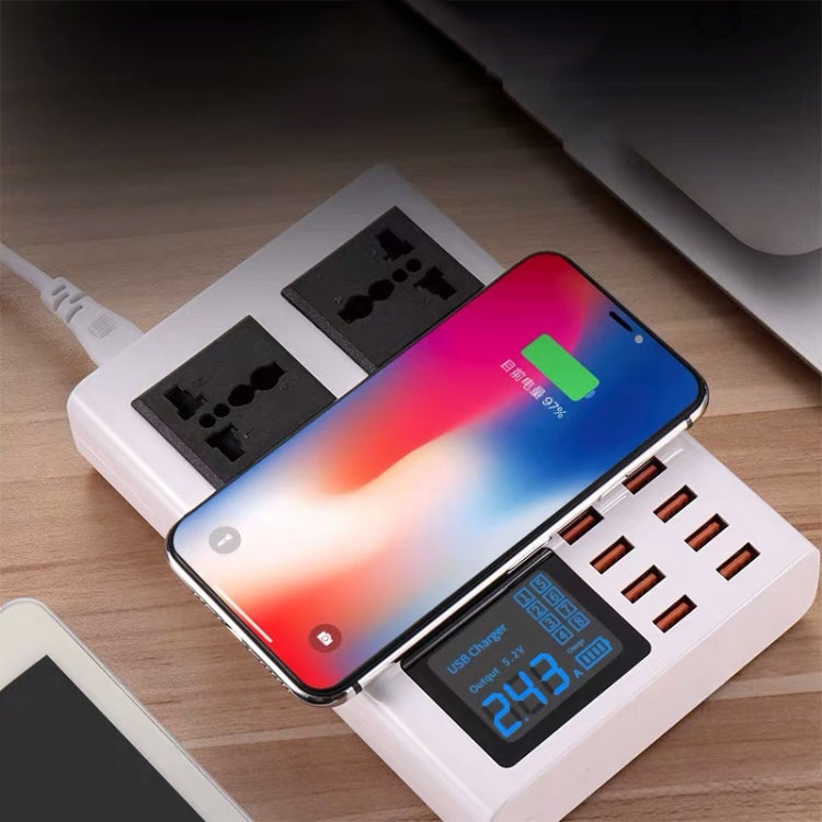 เครื่องชาร์จไร้สาย YC-CDA10W 10W พร้อมพอร์ต USB หลายช่อง แสดงผลดิจิทัลอัจฉริยะ ชาร์จเร็ว ปลั๊ก UK, SAS1048A, SAS1048B, SAS1048C