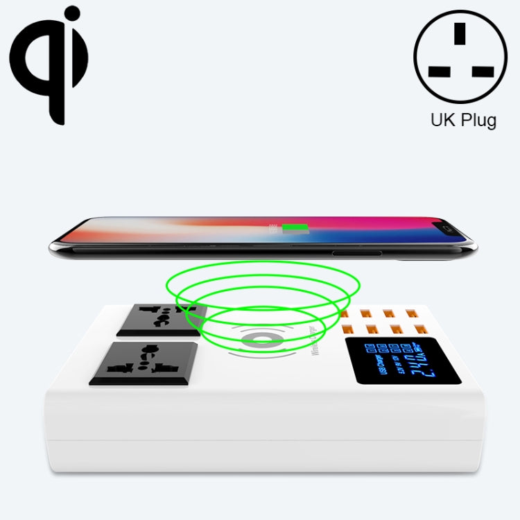 เครื่องชาร์จไร้สาย YC-CDA10W 10W พร้อมพอร์ต USB หลายช่อง แสดงผลดิจิทัลอัจฉริยะ ชาร์จเร็ว ปลั๊ก UK, SAS1048A, SAS1048B, SAS1048C