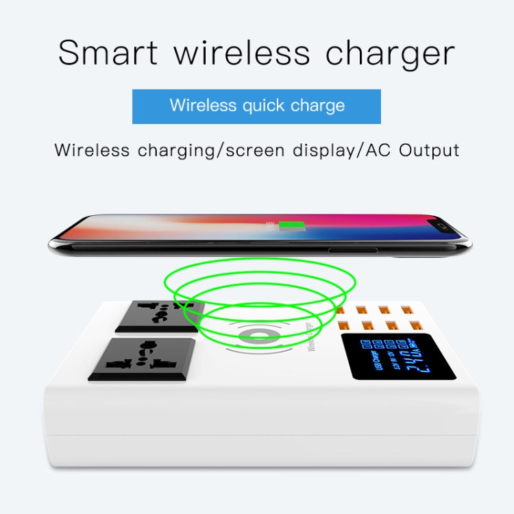 เครื่องชาร์จไร้สาย YC-CDA10W 10W พร้อมพอร์ต USB หลายช่อง แสดงผลดิจิทัลอัจฉริยะ ชาร์จเร็ว ปลั๊ก UK, SAS1048A, SAS1048B, SAS1048C