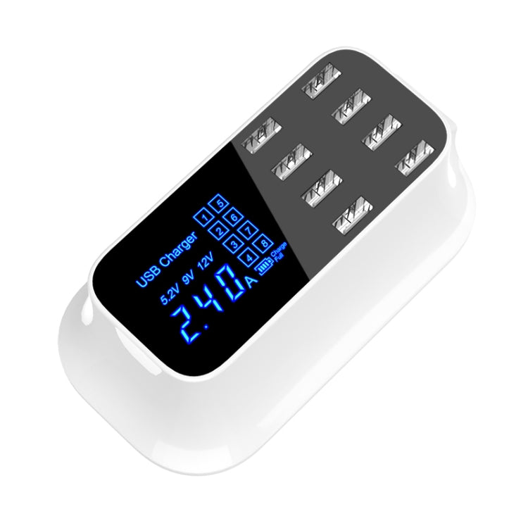 แท่นชาร์จ USB หลายฟังก์ชัน YC-CDA19A 8 พอร์ต 40W แสดงผลดิจิทัลอัจฉริยะ ชาร์จเร็ว ปลั๊ก UK, SAS1049A, SAS1049B, SAS1049C