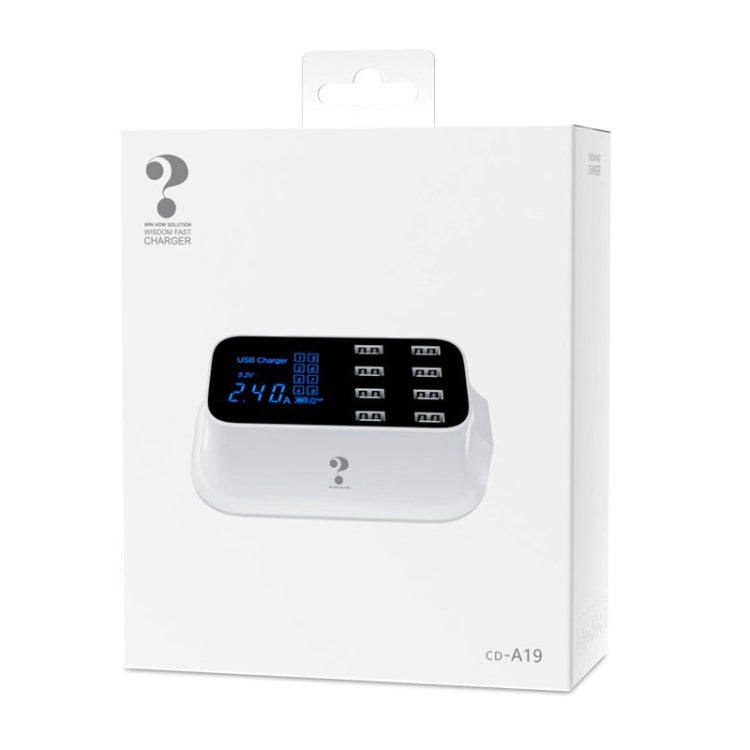 แท่นชาร์จ USB หลายฟังก์ชัน YC-CDA19A 8 พอร์ต 40W แสดงผลดิจิทัลอัจฉริยะ ชาร์จเร็ว ปลั๊ก UK, SAS1049A, SAS1049B, SAS1049C