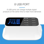 แท่นชาร์จ USB หลายฟังก์ชัน YC-CDA19A 8 พอร์ต 40W แสดงผลดิจิทัลอัจฉริยะ ชาร์จเร็ว ปลั๊ก UK, SAS1049A, SAS1049B, SAS1049C