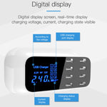 แท่นชาร์จ USB หลายฟังก์ชัน YC-CDA19A 8 พอร์ต 40W แสดงผลดิจิทัลอัจฉริยะ ชาร์จเร็ว ปลั๊ก UK, SAS1049A, SAS1049B, SAS1049C