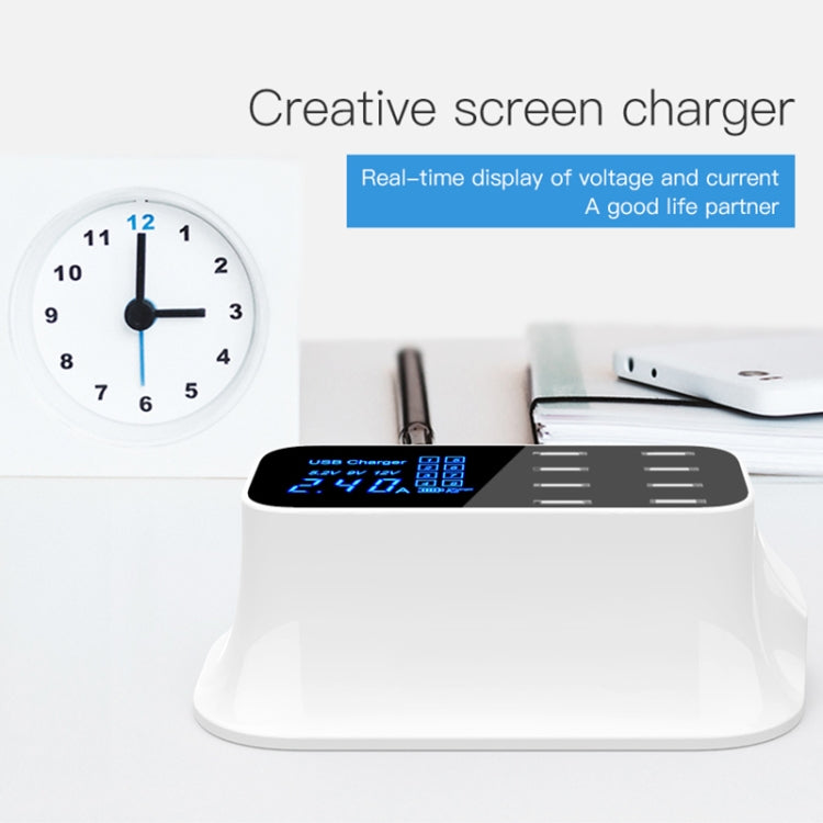 แท่นชาร์จ USB หลายฟังก์ชัน YC-CDA19A 8 พอร์ต 40W แสดงผลดิจิทัลอัจฉริยะ ชาร์จเร็ว ปลั๊ก UK, SAS1049A, SAS1049B, SAS1049C