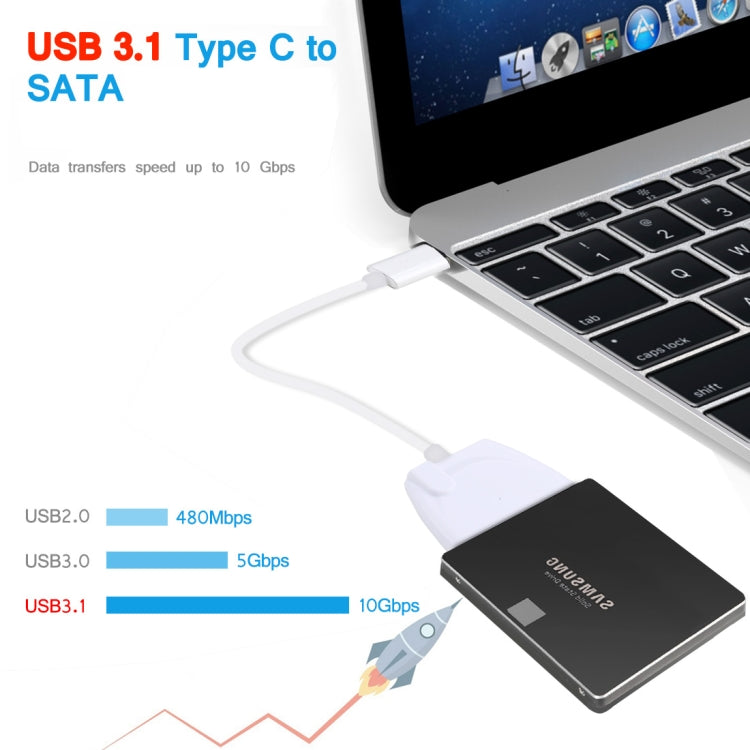 สายแปลงอะแดปเตอร์ USB-C / Type-C เป็น SATA ฮาร์ดไดรฟ์ 22 พิน ความยาวรวมประมาณ 23 ซม.