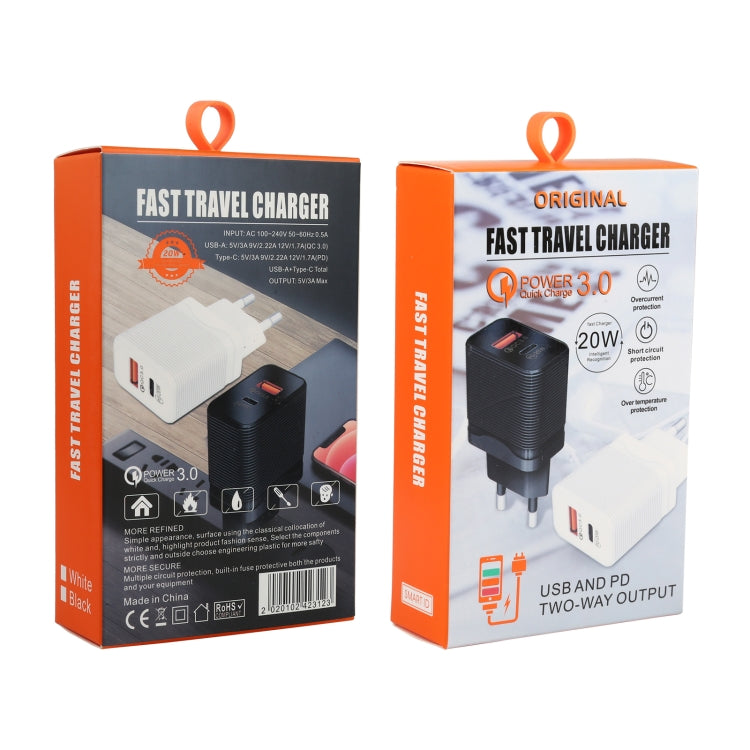ที่ชาร์จเดินทางเร็ว LZ-728 QC 3.0 USB + PD 20W USB-C / Type-C ปลั๊ก EU