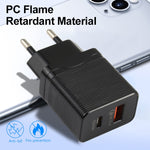 ที่ชาร์จเดินทางเร็ว LZ-728 QC 3.0 USB + PD 20W USB-C / Type-C ปลั๊ก EU