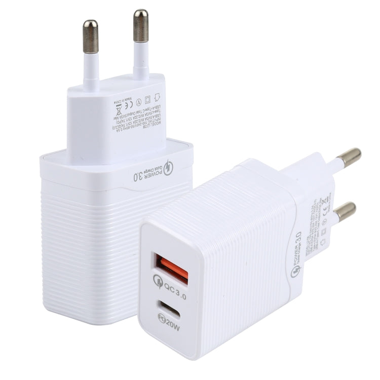 ที่ชาร์จเดินทางเร็ว LZ-728 QC 3.0 USB + PD 20W USB-C / Type-C ปลั๊ก EU