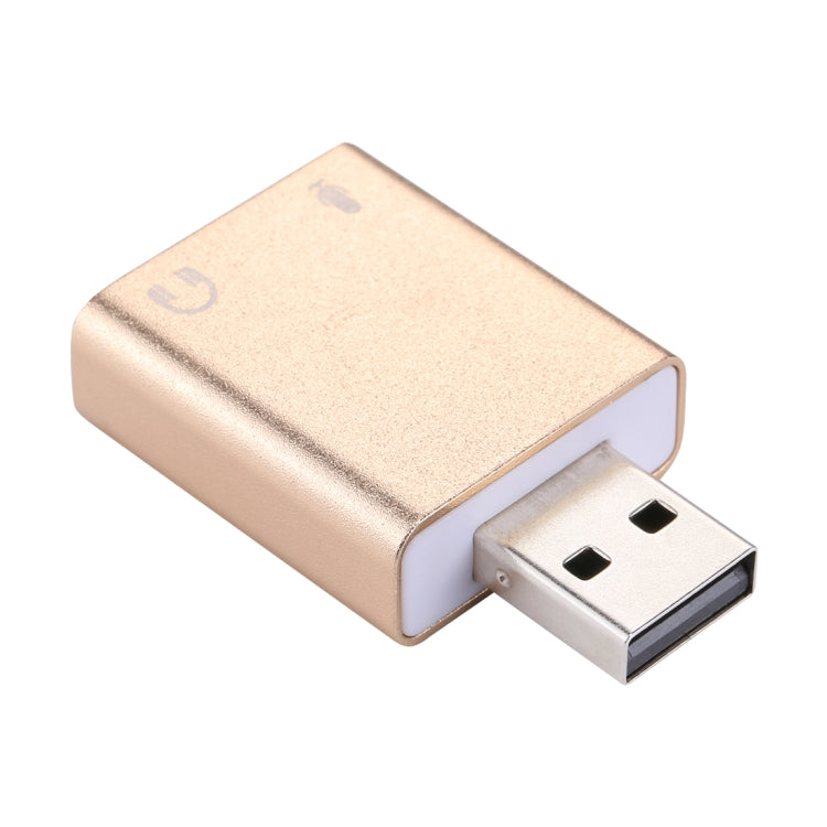 การ์ดเสียง USB ภายนอกเปลือกอลูมิเนียม แจ็ค 3.5 มม. เสียง HIFI เสียงเวทมนตร์ 7.1 แชนเนล อะแดปเตอร์พร้อมไดรเวอร์ฟรี สำหรับคอมพิวเตอร์, เดสก์ท็อป, ลำโพง, หูฟัง, ไมโครโฟน, อลูมิเนียม 7.1 แชนเนล สีทอง