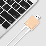 การ์ดเสียง USB ภายนอกเปลือกอลูมิเนียม แจ็ค 3.5 มม. เสียง HIFI เสียงเวทมนตร์ 7.1 แชนเนล อะแดปเตอร์พร้อมไดรเวอร์ฟรี สำหรับคอมพิวเตอร์, เดสก์ท็อป, ลำโพง, หูฟัง, ไมโครโฟน, อลูมิเนียม 7.1 แชนเนล สีทอง