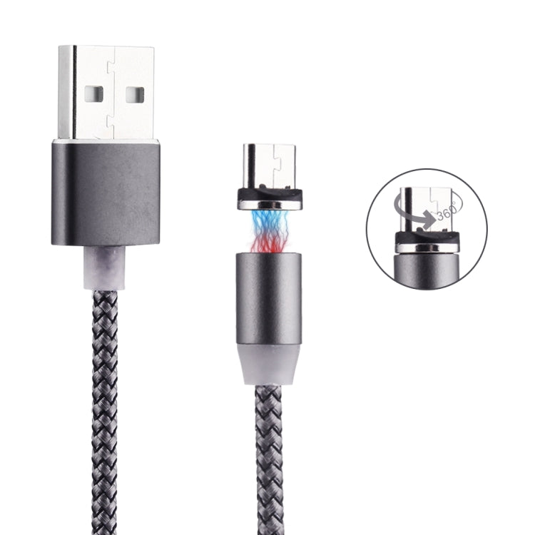 สายชาร์จแม่เหล็ก Micro USB ถึง USB 2.0 ยาว 1 เมตร สไตล์ถัก หมุนได้ 360 องศา พร้อมไฟ LED แสดงสถานะ