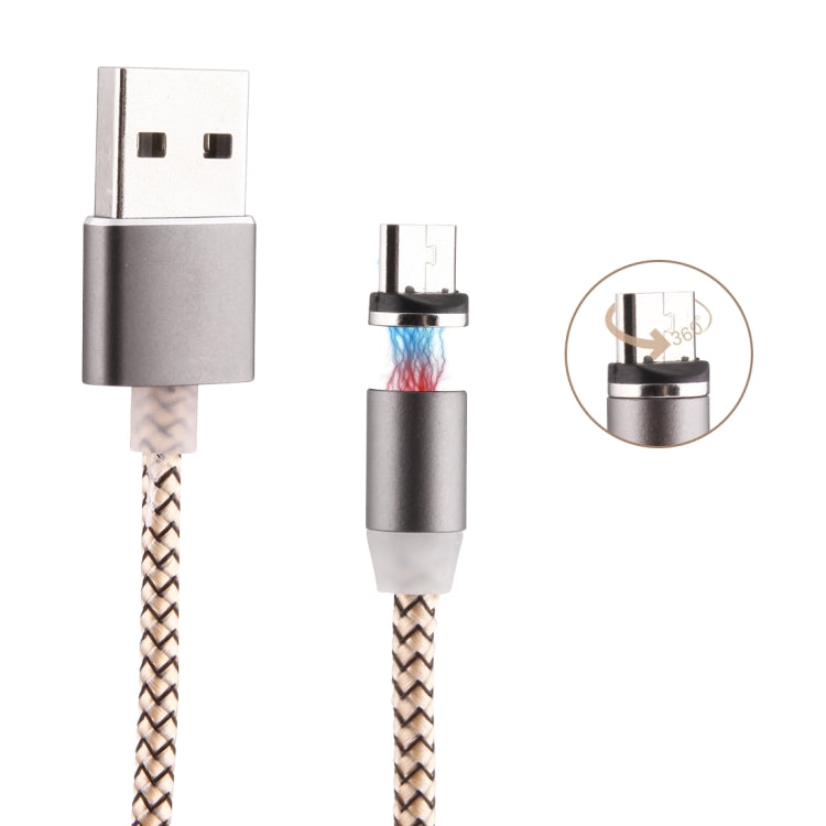 สายชาร์จแม่เหล็ก Micro USB ถึง USB 2.0 ยาว 1 เมตร สไตล์ถัก หมุนได้ 360 องศา พร้อมไฟ LED แสดงสถานะ