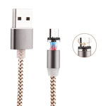 สายชาร์จแม่เหล็ก Micro USB ถึง USB 2.0 ยาว 1 เมตร สไตล์ถัก หมุนได้ 360 องศา พร้อมไฟ LED แสดงสถานะ