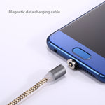 สายชาร์จแม่เหล็ก Micro USB ถึง USB 2.0 ยาว 1 เมตร สไตล์ถัก หมุนได้ 360 องศา พร้อมไฟ LED แสดงสถานะ