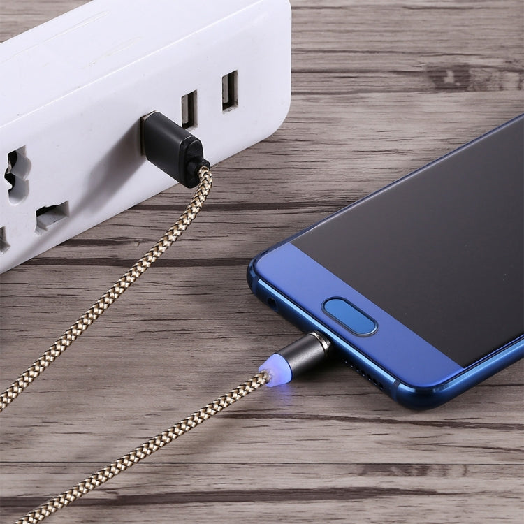 สายชาร์จแม่เหล็ก Micro USB ถึง USB 2.0 ยาว 1 เมตร สไตล์ถัก หมุนได้ 360 องศา พร้อมไฟ LED แสดงสถานะ