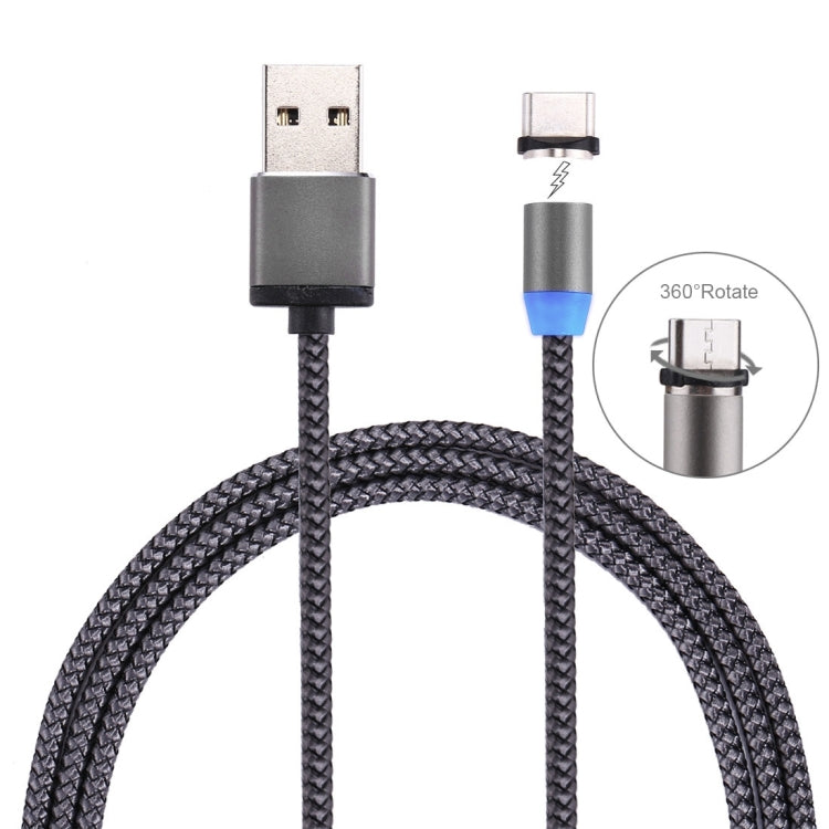 สายชาร์จแม่เหล็ก USB-C / Type-C ถึง USB 2.0 ยาว 1 เมตร สไตล์ถัก หมุนได้ 360 องศา พร้อมไฟ LED แสดงสถานะ