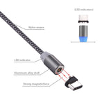 สายชาร์จแม่เหล็ก USB-C / Type-C ถึง USB 2.0 ยาว 1 เมตร สไตล์ถัก หมุนได้ 360 องศา พร้อมไฟ LED แสดงสถานะ