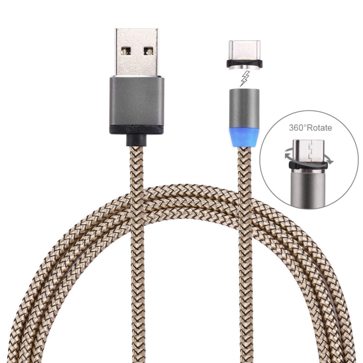 สายชาร์จแม่เหล็ก USB-C / Type-C ถึง USB 2.0 ยาว 1 เมตร สไตล์ถัก หมุนได้ 360 องศา พร้อมไฟ LED แสดงสถานะ