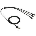 สายชาร์จถักไนลอน 3 in 1 USB ยาว 1.2 เมตร เป็น 8 Pin & USB-C / Type-C & Micro USB