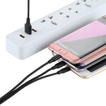 สายชาร์จถักไนลอน 3 in 1 USB ยาว 1.2 เมตร เป็น 8 Pin & USB-C / Type-C & Micro USB