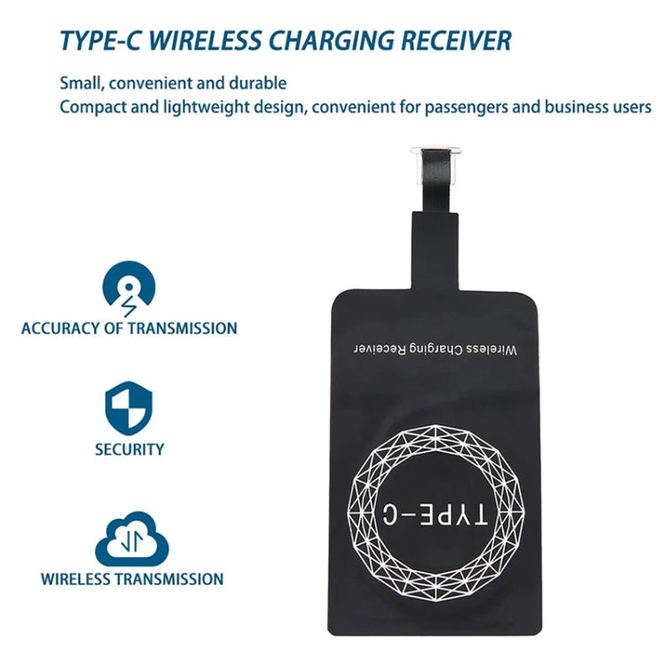 ตัวรับชาร์จไร้สายมาตรฐาน Qi 5V 800mA พร้อมพอร์ต USB-C / Type-C, สำหรับโทรศัพท์ Type-C
