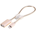 สายชาร์จข้อมูล OTG อะแดปเตอร์ Micro USB เป็น USB ท่ออะลูมิเนียมอัลลอย 24 ซม. 2A พร้อมขั้วต่อ USB-C / Type-C