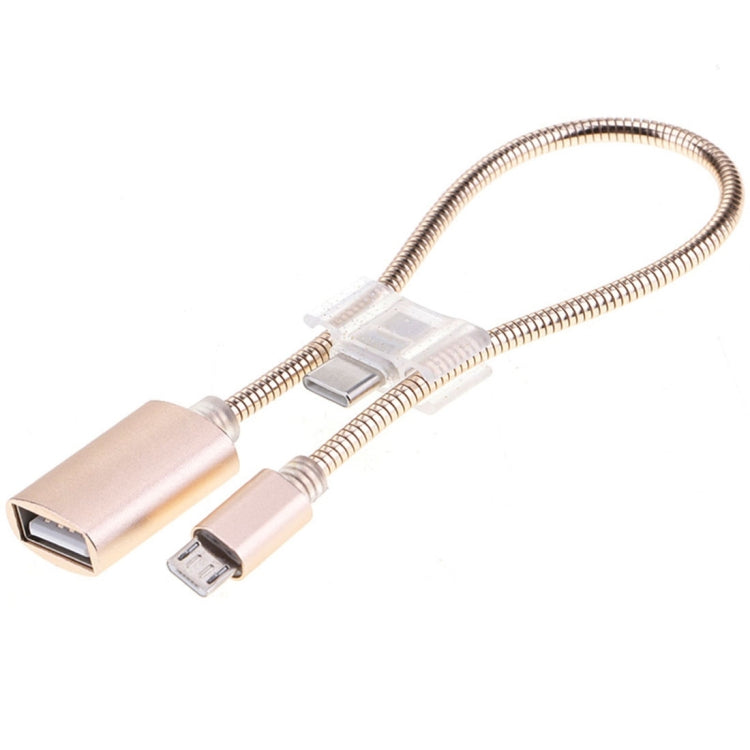 สายชาร์จข้อมูล OTG อะแดปเตอร์ Micro USB เป็น USB ท่ออะลูมิเนียมอัลลอย 24 ซม. 2A พร้อมขั้วต่อ USB-C / Type-C