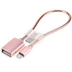 สายชาร์จข้อมูล OTG อะแดปเตอร์ Micro USB เป็น USB ท่ออะลูมิเนียมอัลลอย 24 ซม. 2A พร้อมขั้วต่อ USB-C / Type-C