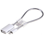 สายชาร์จข้อมูล OTG อะแดปเตอร์ Micro USB เป็น USB ท่ออะลูมิเนียมอัลลอย 24 ซม. 2A พร้อมขั้วต่อ USB-C / Type-C