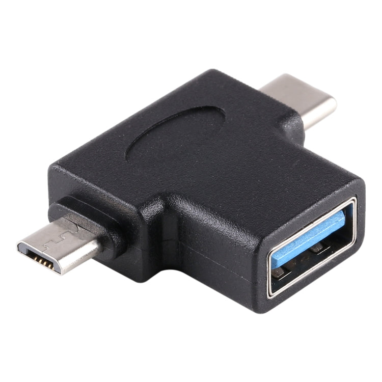 อะแดปเตอร์ OTG รูปตัวที USB 3.0 ตัวเมีย & USB-C / Type-C ตัวผู้ & Micro USB ตัวผู้ แบบมัลติฟังก์ชัน