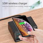 เครื่องชาร์จอเนกประสงค์ X9 9 in 1 QC 3.0 USB + 6 พอร์ต USB + พอร์ต PD 65W + ชาร์จเร็วไร้สาย QI พร้อมจอแสดงผล LED, X9