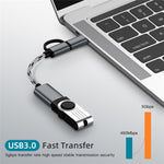 สายอะแดปเตอร์ถักไนลอน USB 3.0 ตัวเมียเป็น Micro USB + USB-C / Type-C ตัวผู้ สำหรับชาร์จและถ่ายโอนข้อมูล OTG ความยาวสาย 17 ซม., Micro USB 17 ซม. สีเทา, Micro USB 17 ซม. สีทอง