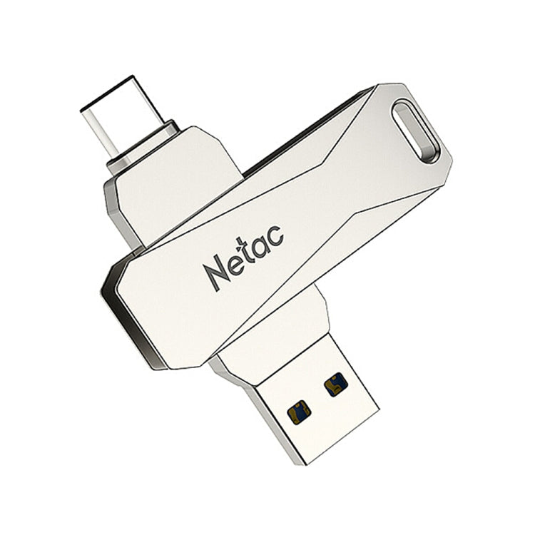แฟลชไดรฟ์ Netac U782C 128GB USB-C / Type-C + USB 3.0 หมุนได้ 360 องศา ตัวเรือนโลหะผสมสังกะสี OTG U Disk, 128GB