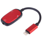 8 Pin to 8 Pin Charging Interface + 8 Pin Earphone Interface + 3.5mm Audio Interface Earphone Adapter, Black, Pink, Gold, Red, Silver