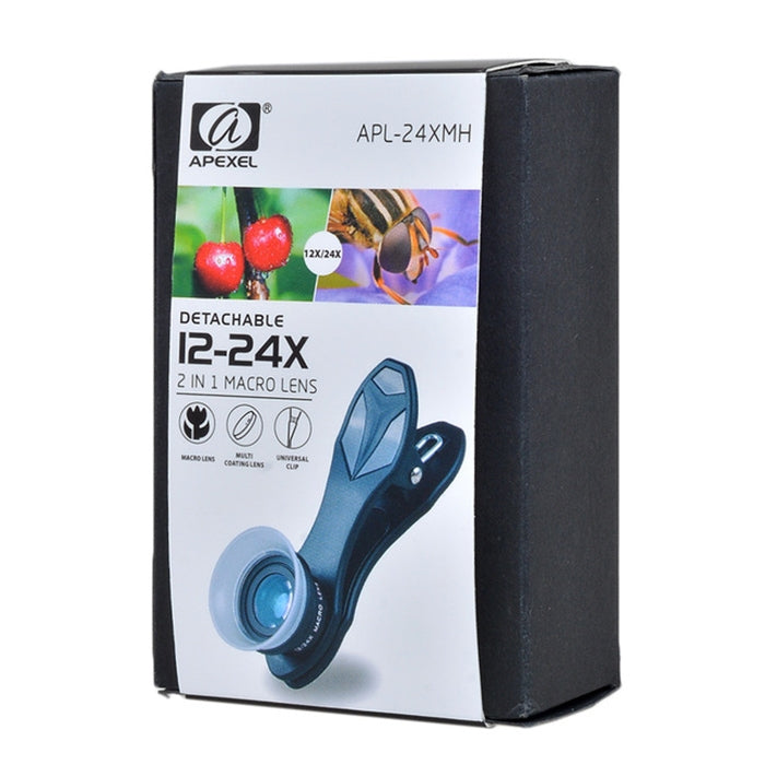 APEXEL APL-24X-H เลนส์มือถือภายนอกอเนกประสงค์ 2 in 1 12X & 24X มาโคร พร้อมฮูดเลนส์