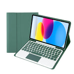 สำหรับ iPad 11 2025 / รุ่นที่ 10 10.9 2022 YA10B-A เคสแท็บเล็ตหนังคีย์บอร์ดสัมผัสบลูทูธผิวสัมผัสหนังลูกแกะ พร้อมช่องใส่ปากกา, YA10B-A