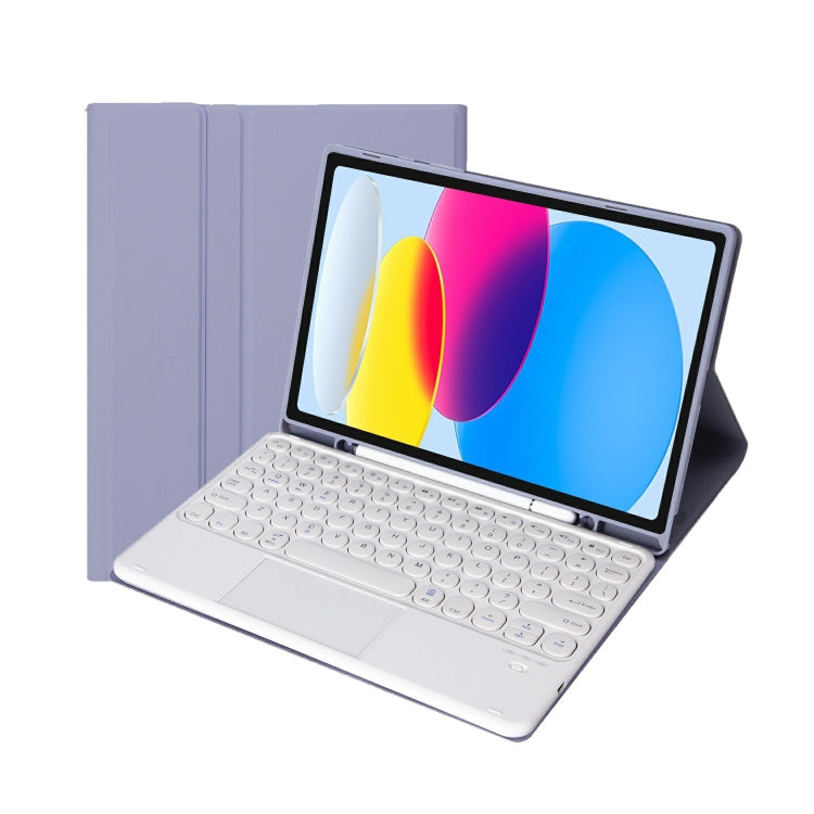 สำหรับ iPad 11 2025 / รุ่นที่ 10 10.9 2022 YA10B-A เคสแท็บเล็ตหนังคีย์บอร์ดสัมผัสบลูทูธผิวสัมผัสหนังลูกแกะ พร้อมช่องใส่ปากกา, YA10B-A