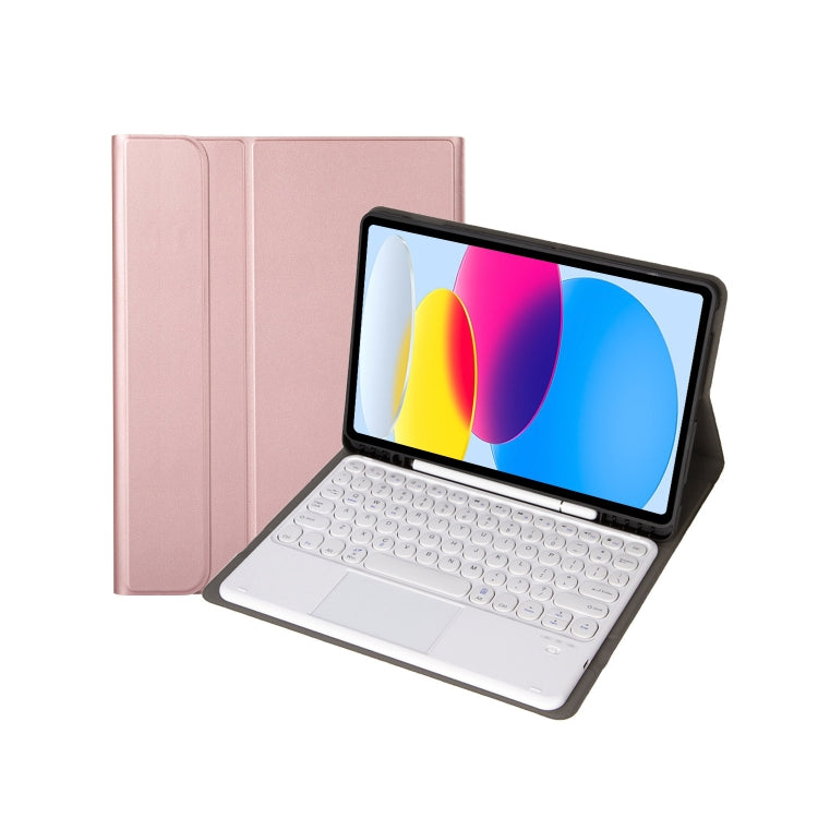 สำหรับ iPad 11 2025 / รุ่นที่ 10 10.9 2022 YA10B-A เคสแท็บเล็ตหนังคีย์บอร์ดสัมผัสบลูทูธผิวสัมผัสหนังลูกแกะ พร้อมช่องใส่ปากกา, YA10B-A
