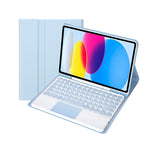 สำหรับ iPad 11 2025 / รุ่นที่ 10 10.9 2022 YA10B-A เคสแท็บเล็ตหนังคีย์บอร์ดสัมผัสบลูทูธผิวสัมผัสหนังลูกแกะ พร้อมช่องใส่ปากกา, YA10B-A