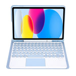 สำหรับ iPad 11 2025 / รุ่นที่ 10 10.9 2022 YA10B-A เคสแท็บเล็ตหนังคีย์บอร์ดสัมผัสบลูทูธผิวสัมผัสหนังลูกแกะ พร้อมช่องใส่ปากกา, YA10B-A