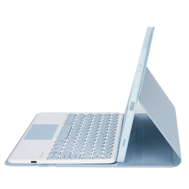 สำหรับ iPad 11 2025 / รุ่นที่ 10 10.9 2022 YA10B-A เคสแท็บเล็ตหนังคีย์บอร์ดสัมผัสบลูทูธผิวสัมผัสหนังลูกแกะ พร้อมช่องใส่ปากกา, YA10B-A