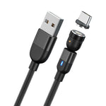 สายชาร์จแม่เหล็กหมุน 540 องศา USB เป็น USB-C / Type-C 1m 3A พร้อมซิงค์ข้อมูล, 1m Type-C