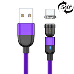 สายชาร์จแม่เหล็กหมุน 540 องศา USB เป็น USB-C / Type-C 1m 3A พร้อมซิงค์ข้อมูล, 1m Type-C