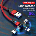 สายชาร์จแม่เหล็กหมุน 540 องศา USB เป็น USB-C / Type-C 1m 3A พร้อมซิงค์ข้อมูล, 1m Type-C