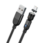 สายชาร์จข้อมูลแม่เหล็กหมุน 540 องศา USB เป็น Micro USB 3A ความยาว 1 เมตร, Micro USB 1 เมตร