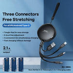 REMAX RC-185th 3 in 1 สายชาร์จข้อมูลแบบยืดหดได้ 2.1A USB เป็น 8 Pin + USB-C / Type-C + Micro USB ซีรีส์ Sury