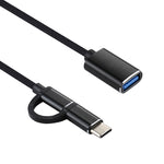 สายอะแดปเตอร์ OTG ถักไนลอน USB 3.0 ตัวเมียเป็น Micro USB + USB-C / Type-C ตัวผู้ สำหรับชาร์จและถ่ายโอนข้อมูล, ความยาวสาย: 11 ซม., Micro USB สีดำ, Micro USB สีน้ำเงิน, Micro USB สีแดง, Micro USB สีเงิน, Micro USB สีขาว