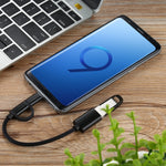 สายอะแดปเตอร์ OTG ถักไนลอน USB 3.0 ตัวเมียเป็น Micro USB + USB-C / Type-C ตัวผู้ สำหรับชาร์จและถ่ายโอนข้อมูล, ความยาวสาย: 11 ซม., Micro USB สีดำ, Micro USB สีน้ำเงิน, Micro USB สีแดง, Micro USB สีเงิน, Micro USB สีขาว