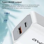 awei PD4 ชาร์จเร็ว 20W PD Type-C + QC 3.0 อินเทอร์เฟซ USB ชาร์จเดินทางพร้อมสายข้อมูล ปลั๊ก EU