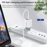 awei PD4 ชาร์จเร็ว 20W PD Type-C + QC 3.0 อินเทอร์เฟซ USB ชาร์จเดินทางพร้อมสายข้อมูล ปลั๊ก EU